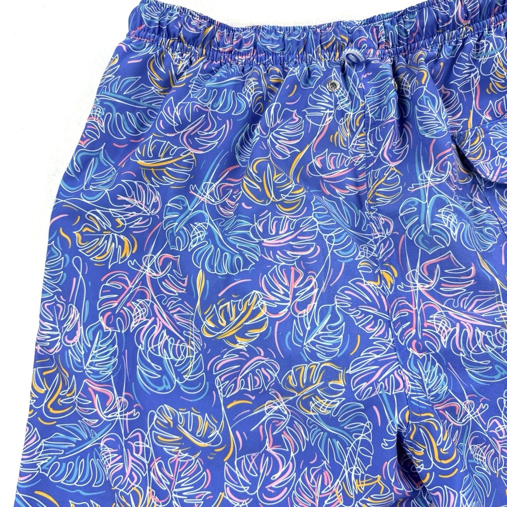 Mens Peter Millar Seaside Collection Board Shorts Swim Trunks Blue Leaves Medium - Picture 9 of 9